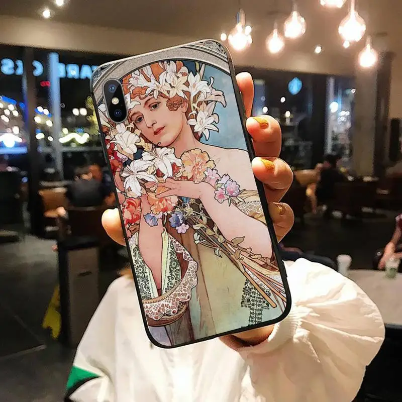 

Art Poster Alphonse Mucha Painted Phone Case for iPhone 11 12 mini pro XS MAX 8 7 6 6S Plus X 5S SE 2020 XR shell