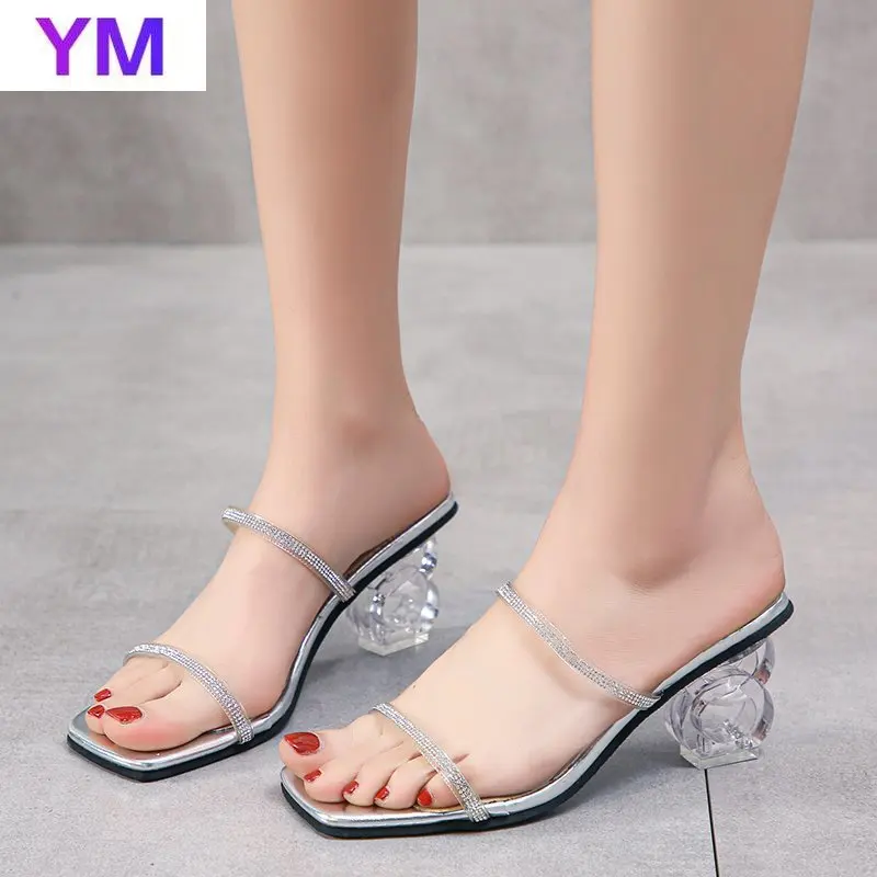 

Модные женские сандалии из ПВХ, элегантная женская обувь со стразами, летние уличные сандалии, Zapatillas Casa Mujer Sapato Feminino 43