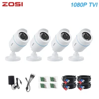 zosi 4 pcs bullet 1080p tvi cctv video surveillance camera ir nightvision 2mp videcam cctv security cable cam for dvr system