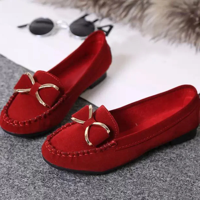 

Women Slip-On Flat Shoes Ladies Casual Bow Loafers Fashion Women's Suede Loafers Ballet Shallow Female Footwear 2021 New