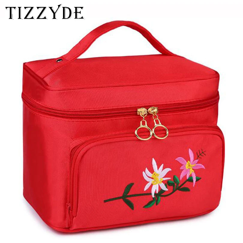 Женская обувь с вышитыми цветами Сумка-Органайзер для косметики Красота сумка