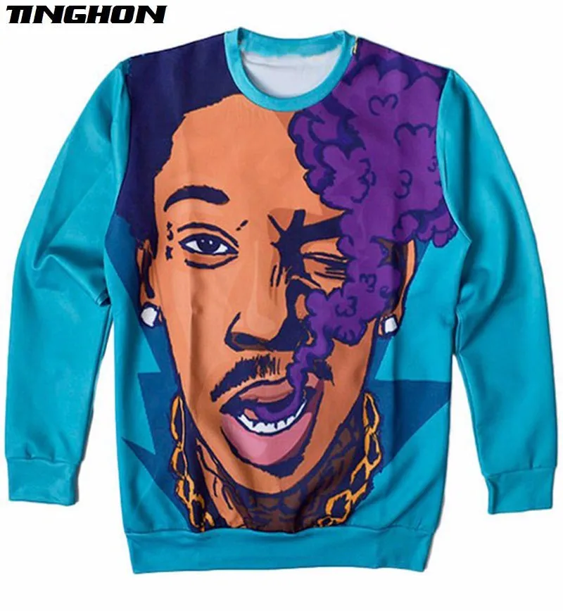 Свитшот мужской в стиле хип-хоп с 3D-принтом рэп-звезды Wiz Khalifa Повседневная