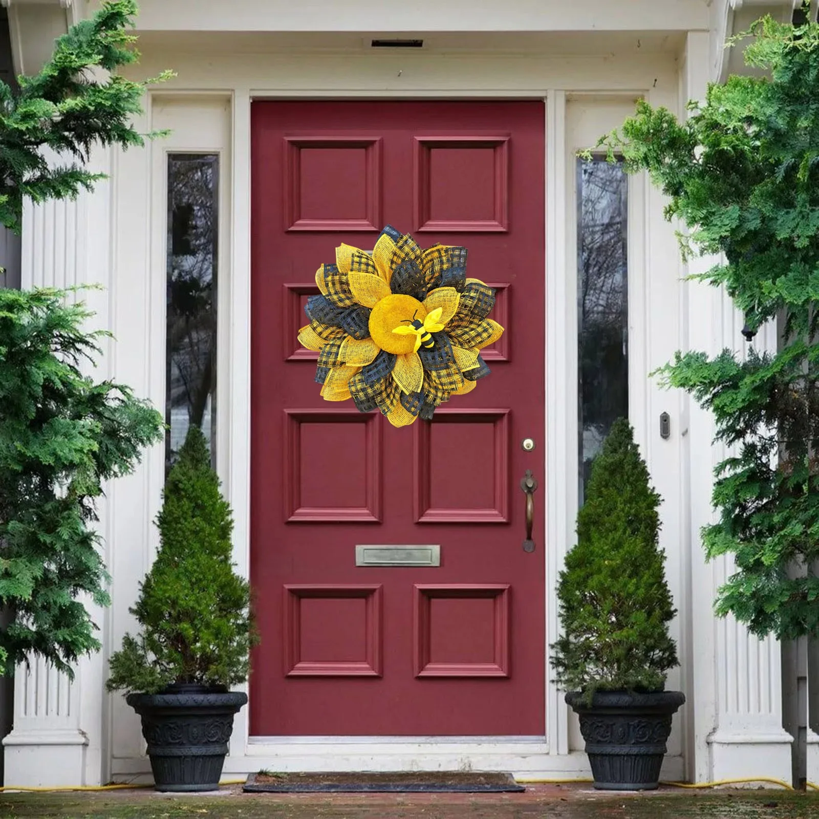 

Creative Bee Round Wreaths 33x33cm Simulation Leaf Bee Sunflower Wreath Artificial Garland Hanging Pendants Wedding Home Decor