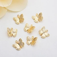 electroplating real gold 3d butterfly pendant 10mm exquisite butterfly pendant accessories for diy necklaces earrings accesso