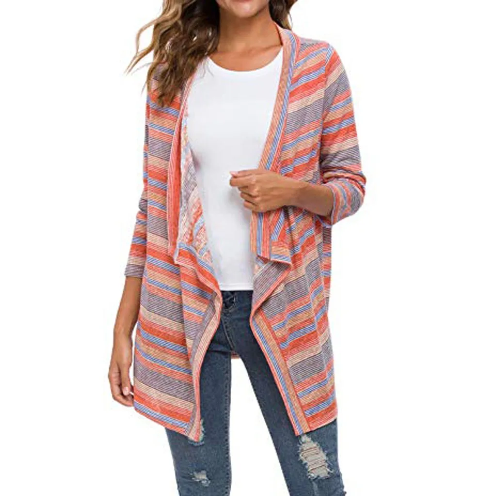 Женский Повседневный мягкий легкий свитер с открытым передом Свободный кардиган