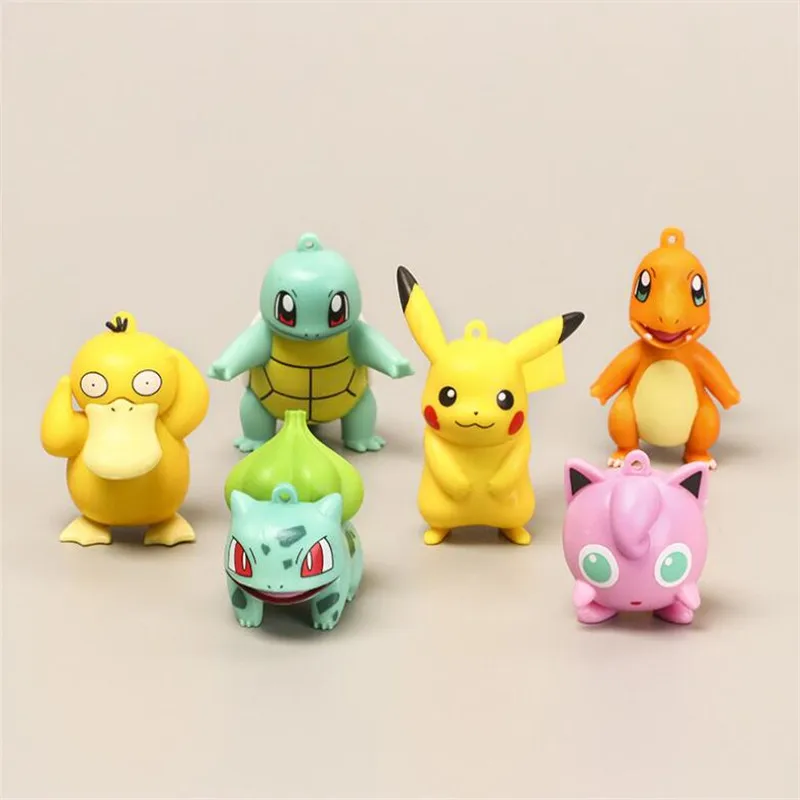 

3/6 Pcs POKEMON Pikachu Bulbasaur Squirtle Psyduck Pocket Monster One Piece Anime Toys Action Figure Pvc Model Pokemon Toy Gifts