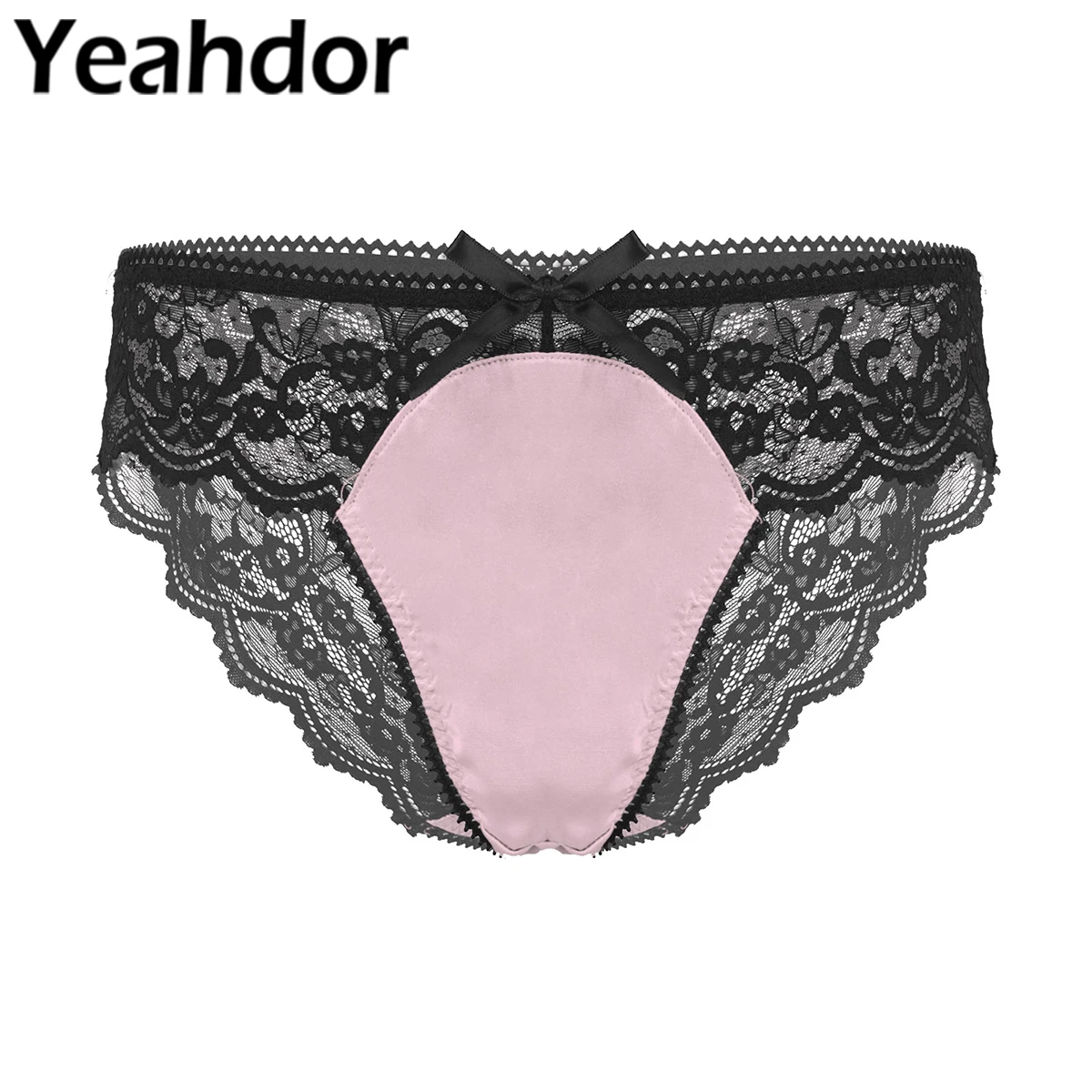 

Men Satin Patchwork Underwear Lingerie Panties Sissy Nightwear See-through Floral Lace lingerie Underpants Low Waist Briefs