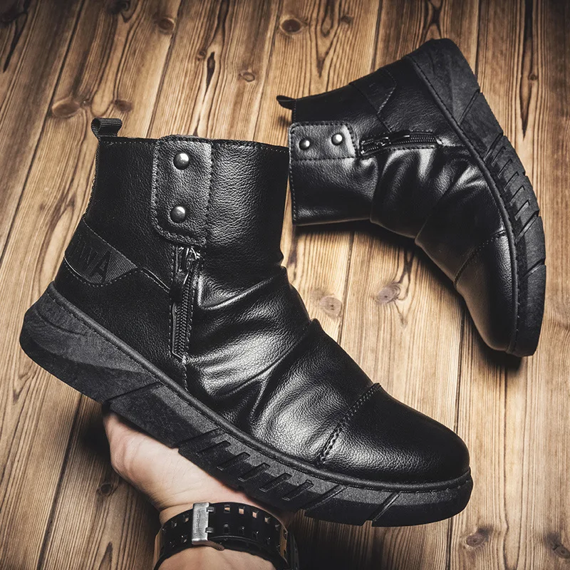Mazefeng Brand New Boots Men Casual Shoes Zipper Side Comfortable Waterproof Autumn Men's Shoe Size 39-44 | Обувь