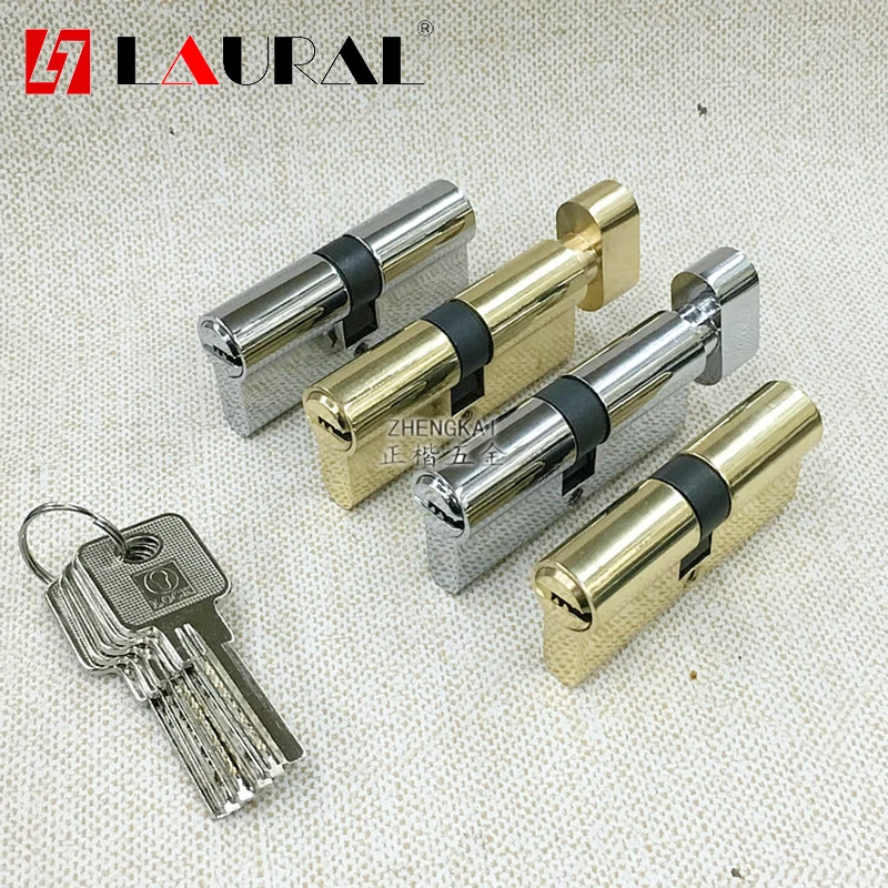 

All Brass Gold Chrome Cylinder Lock Door Window Security 70mm Cylinder Living Room Lock Handle Customized Brass Key