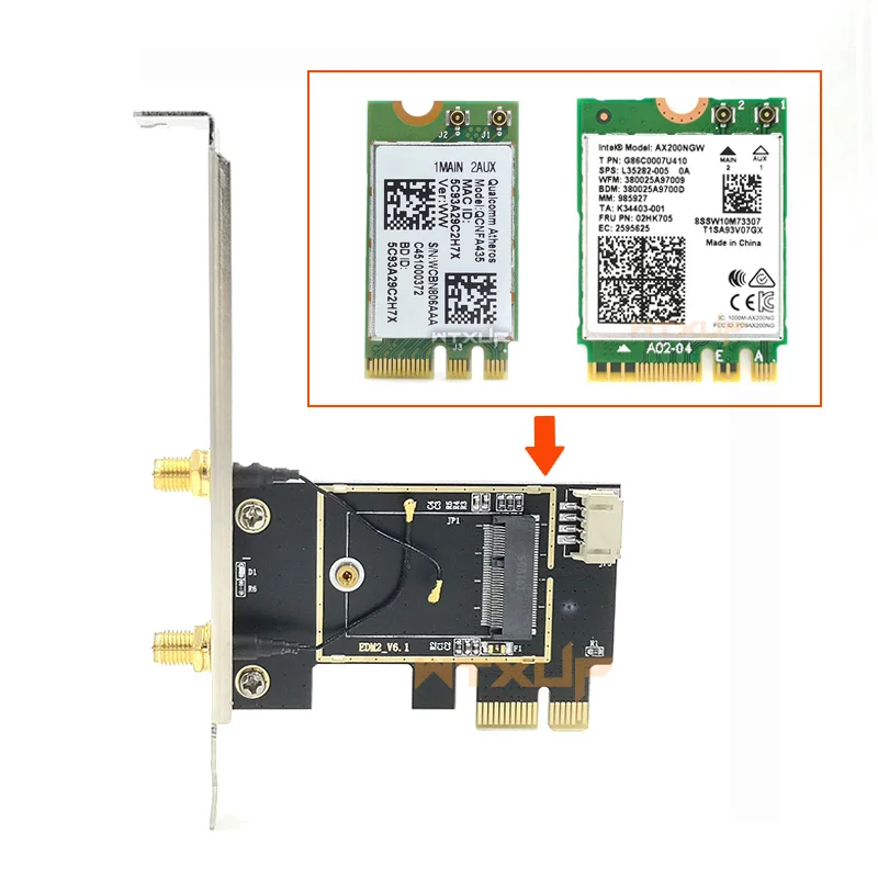 Адаптер M.2 Wi-Fi M2 Ngff Key A E к Pci Express PCI-E 1X NGFF поддержка 2230 беспроводная сетевая карта