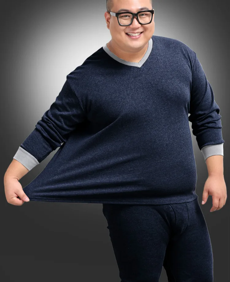 

Fattening and thermal underwear men's large autumn clothes and trousers set pure cotton 300kg fat men's underwear