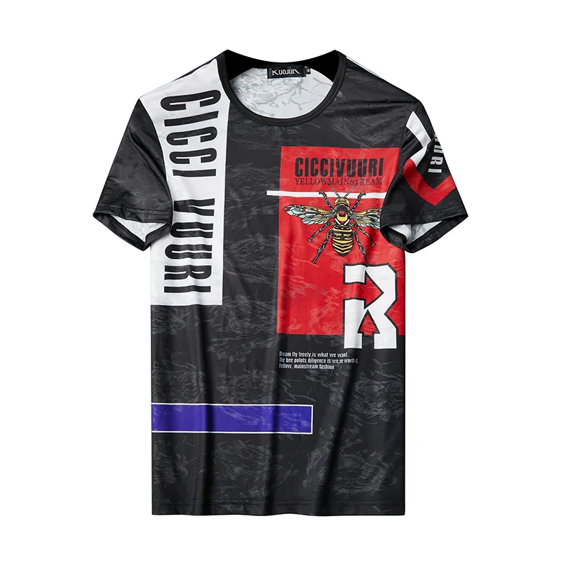 

Man's 7XL Summer T-shirt Streetwear T Shirts Short Sleeve Print Casual T-Shirt Breathable Tee Tops Social Nightclub Men Clothing