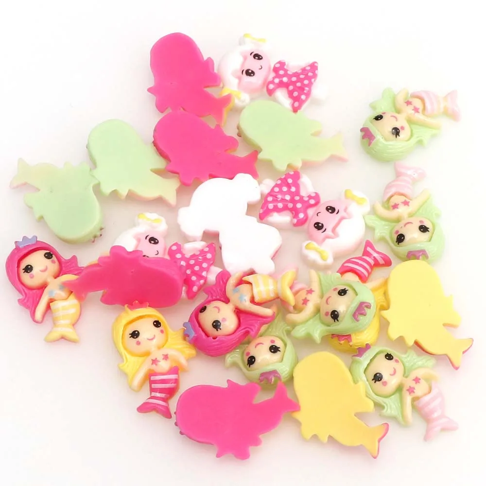 10 шт. смешанный гриль хвост русалки плоская задняя часть украшение из смолы