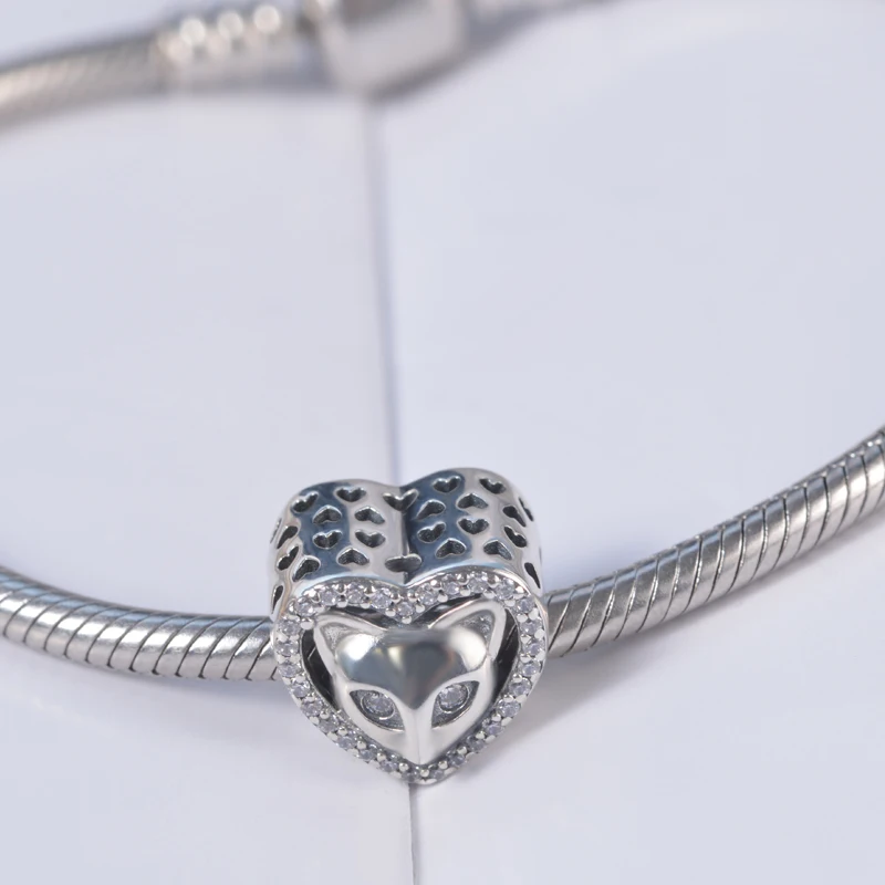 100% 925 стерлингового серебра бусины в форме милых животных с рисунками котят и