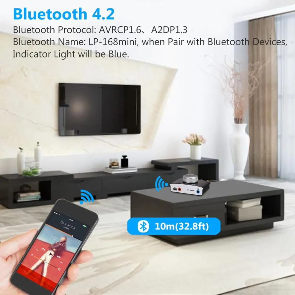 ESYNiC мини Bluetooth усилитель мощности беспроводной аудио приемник стерео Hi-Fi