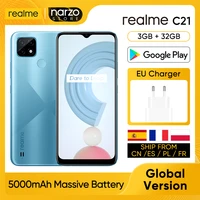 realme c21 rmx3201 cellphone global version 3gb ram 32gb rom mtk helio g35 6 5 lcd screen 13mp ai triple camera 5000mah