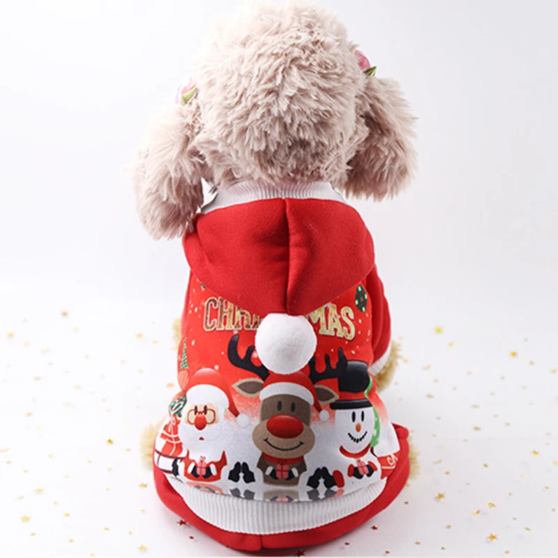 1 шт. Новогодний для домашних собак зимняя одежда Снеговик Лось щенок с капюшоном