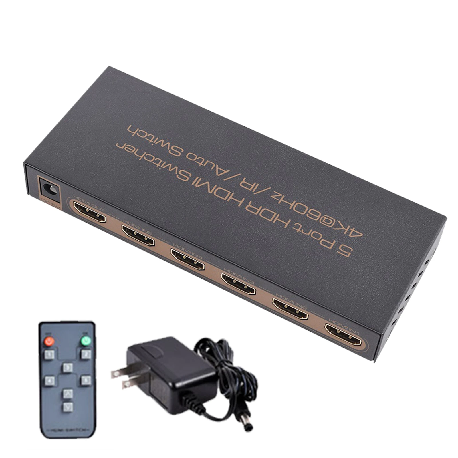 

HDCP 2,2 1080P HDR видео HDTV-совместимый переключатель сплиттер с дистанционным управлением переключатель 5 в 1 выход DVD-плеер концентратор 4K 60 Гц 3D