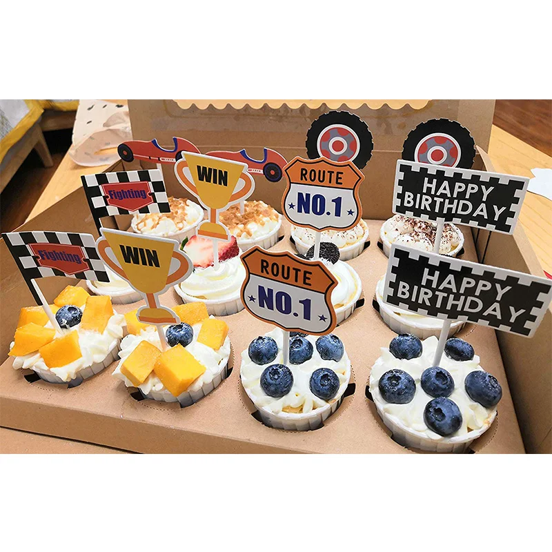 6 шт. гоночные тематические украшения для торта