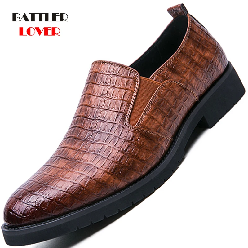 

Classic Crocodile Skin Oxfords for Men 2021 Summer Casual Outfit Wedding Party Shoes Male British Vintage Footwear Flats Zapatos