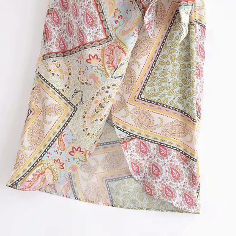 

TRAF Za Woman 2021 Skirt Flower Print Bow Hollow Skirt For Women Beach Bohemian Party Skirt Sexy Women Clothing For Summer