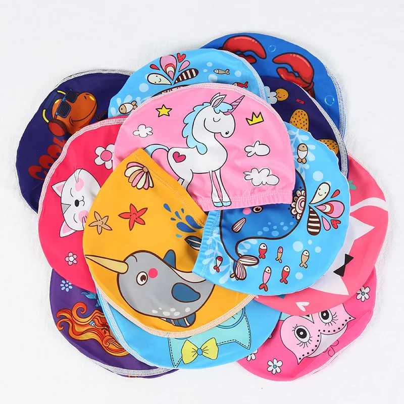 

2-5Years Boys and Girls Swimming Caps 2019 Children Boys Kids Toddler Beach Swim Hats Cartoon Swimming Pool Caps
