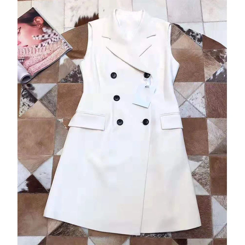 Comicchic женское офисное осенне-зимнее платье Doule Button Blazers короткие платья без рукавов модное платье-жилет Vestidos