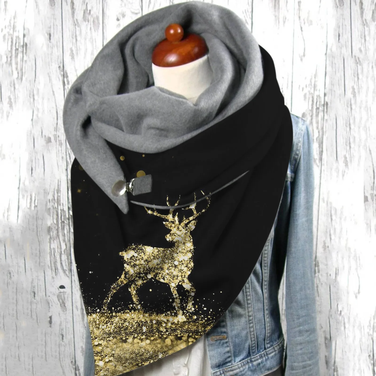 Универсальные теплые шарфы осень-зима Рождественский шарф с принтом лося