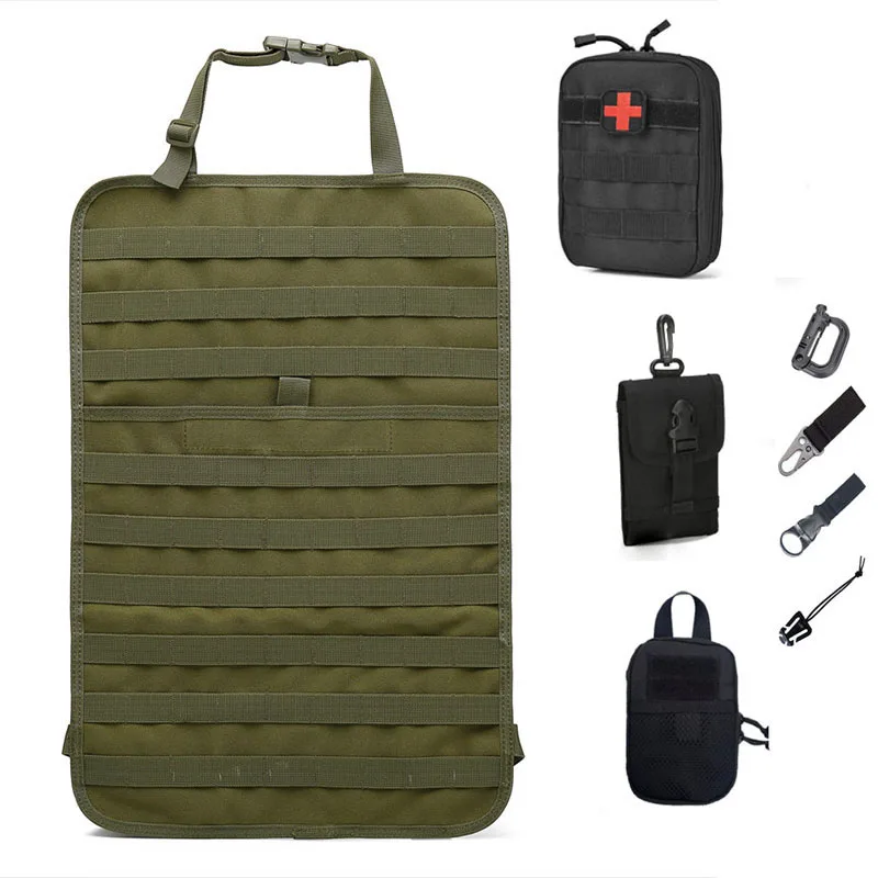 Сумка для автомобильного сиденья многофункциональный рюкзак армейский Molle Тактические аксессуары чехол для хранения Карманный военный Открытый чехол для сиденья Органайзер - Цвет: 8 PCS