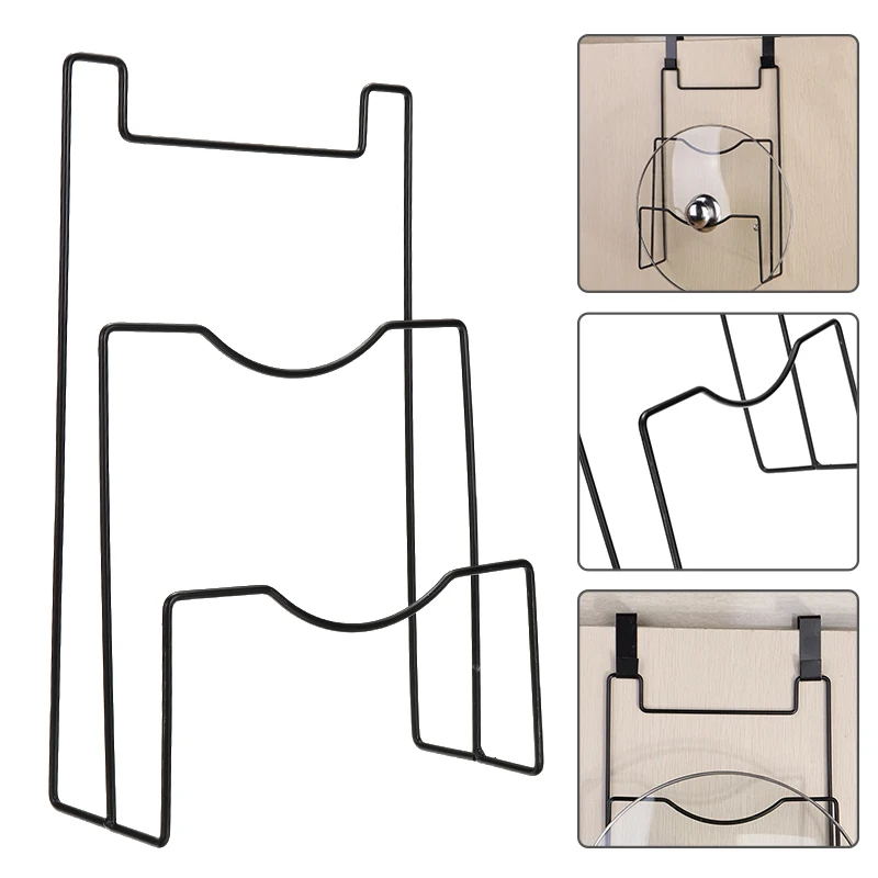 

Kitchen Cooker Pan Lid Rack Iron Pot Cover Saucepan Storage Rack Holder Shelf Holder Kitchen Cookware Organiser Accessories