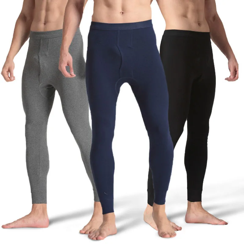 Термобелье мужское однотонное облегающие штаны длинные леггинсы зимнее нижнее