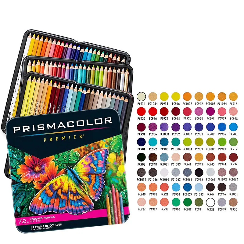 

48/72/132/150 Color USA Prismacolor Artistic Oily Colored Pencil Set Artist Sketch Drawing Pencil Luxury Iron Box Set Pencil