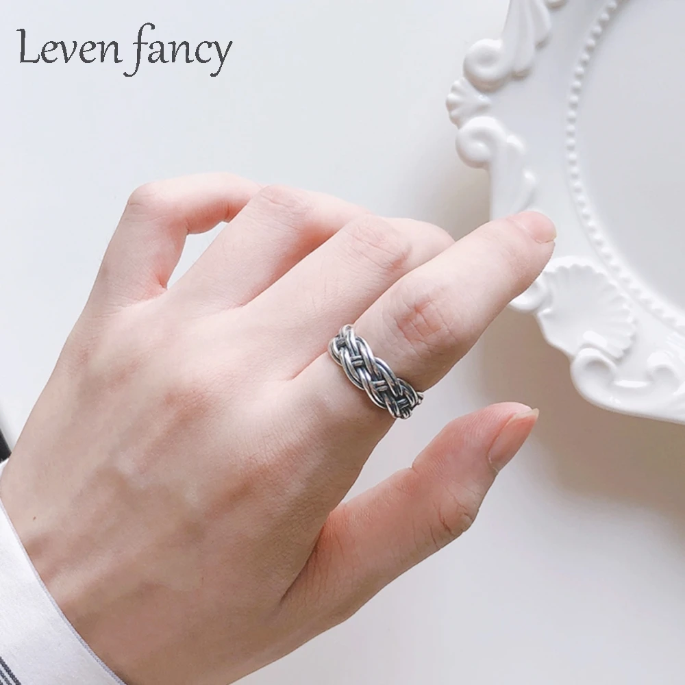 

Япония Корея Винтаж Ретро стерлингового серебра 925 ручной Плетеный скрученный кольцо для женщин антикварная серебряная плетенная обувь ка...