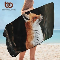 beddingoutlet fox bath towel 3d print beach towel wild animal microfiber shower towel floral tribal serviette 75x150cm dropship