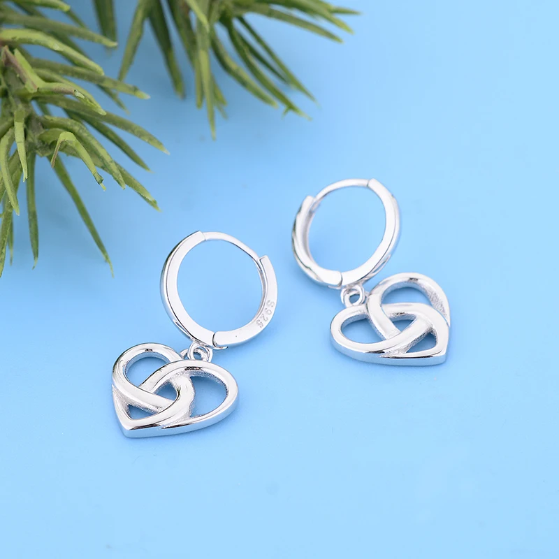 

FC Jewelry 925 Sterling Silver Heart Huggies Infinity Pendant Piercing Hoop Earring For Women Girl Valentine Day Pendientes 2022