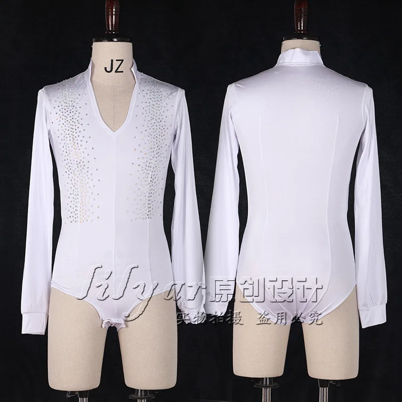 Новинка модные туфли для латинских танцев топы Для мужчин блестящие стразы белый