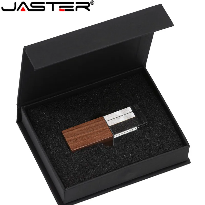 JASTER Walnut Crystal usb 2,0 4 ГБ 8 ГБ 32 ГБ 64 Гб 128 ГБ флеш-накопитель с черной упаковочной коробкой(10 шт. бесплатный логотип