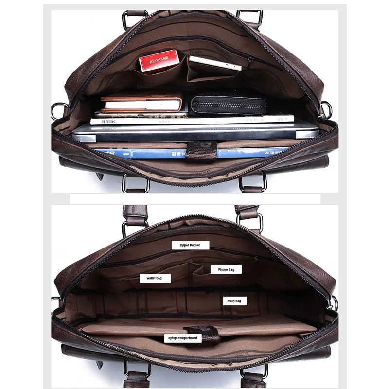 

Designer PU Leather Man Briefcase Men's Business Handbag 15.6 Inches Laptop Bag Fashion Male Briefcase Shoulder Bag 2019