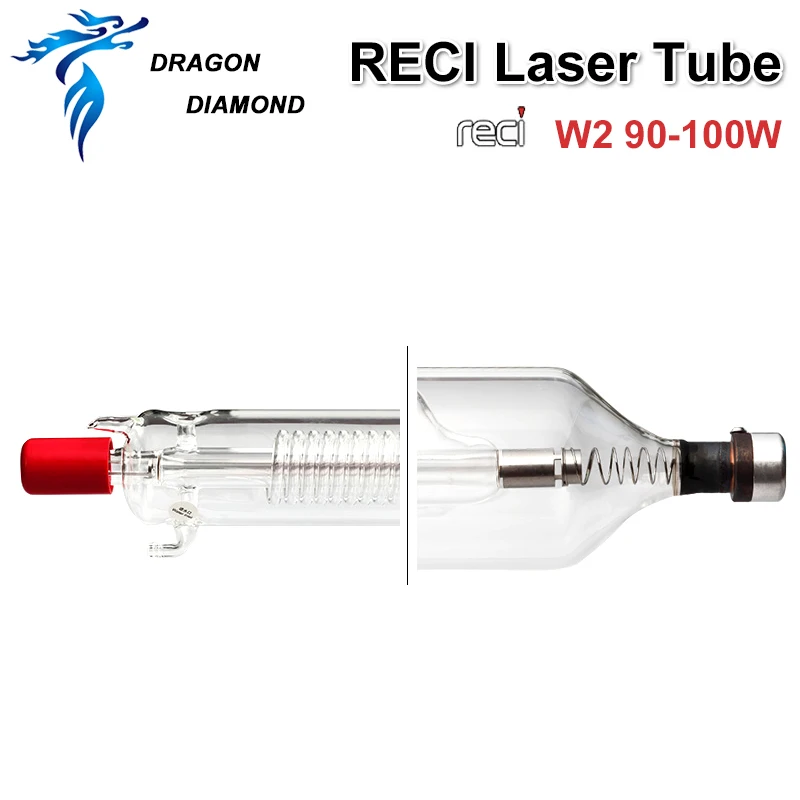 Лазерная трубка DRAGON DIAMOND CO2 RECI W2 90 100 Вт стеклянная металлическая головка Длина 1200