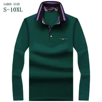 mens polo shirt long sleeve lapel new paul shirt pocket cotton t shirt loose large business casual mens wear s 8xl 9xl 10xl