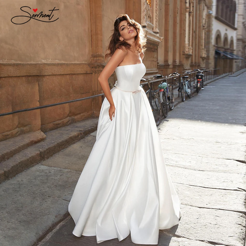 

BAZIIINGAAA Luxury Wedding Dress Simple Organza Sleeveless Tube Top Bridal Wedding Dress White Backless Support Tailor-made