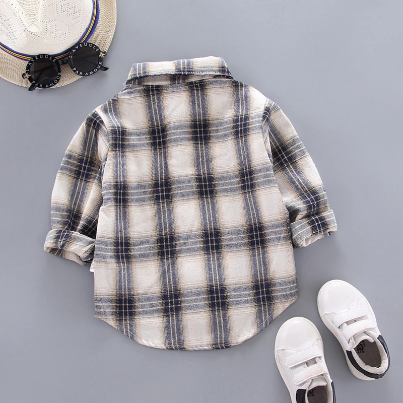 IENENS Kids Shirt Clothes Spring Thin Blouses Clothing Infant Boy Plaid Cotton Tops 1 2 3 4 Years Kids Long Sleeves Shirt