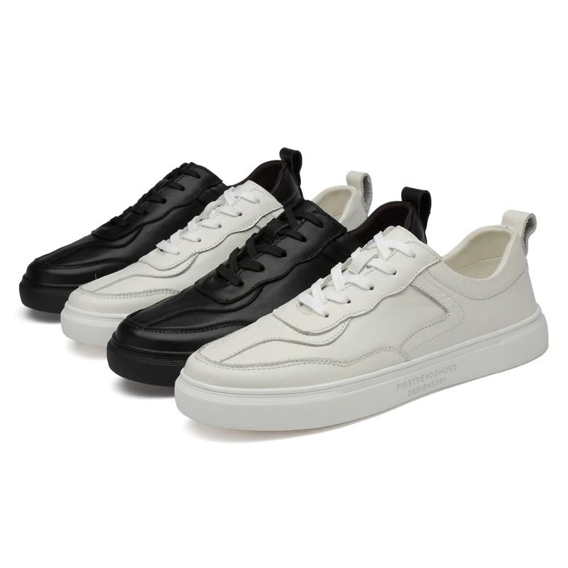 

2019 new fashion men's shoes casual genuine leather male flats sneakers white & black shoe man size 36-45 platform shoes for men