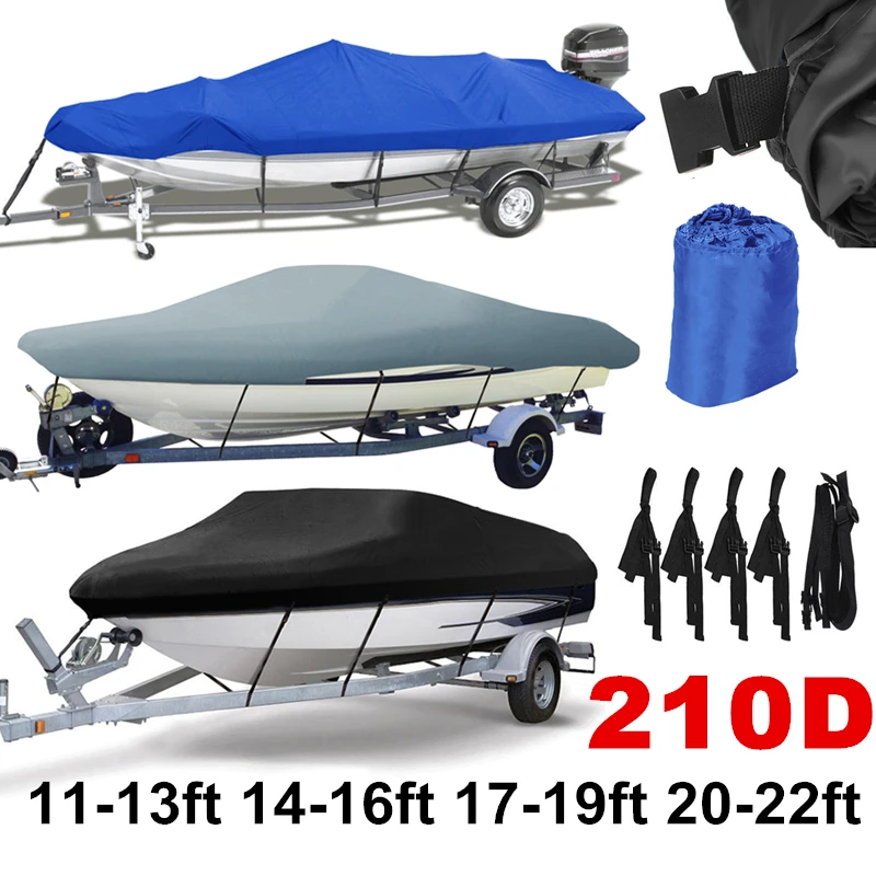 14-22ft Trailerable 210D чехол для лодки водонепроницаемый серый рыбий лыжный v-корпус Солнцезащитный УФ-протектор для катера швартовка для лодки D45