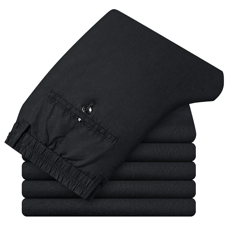 Брюки мужские деловые тонкие однотонные мешковатые прямые штаны Стрейчевые