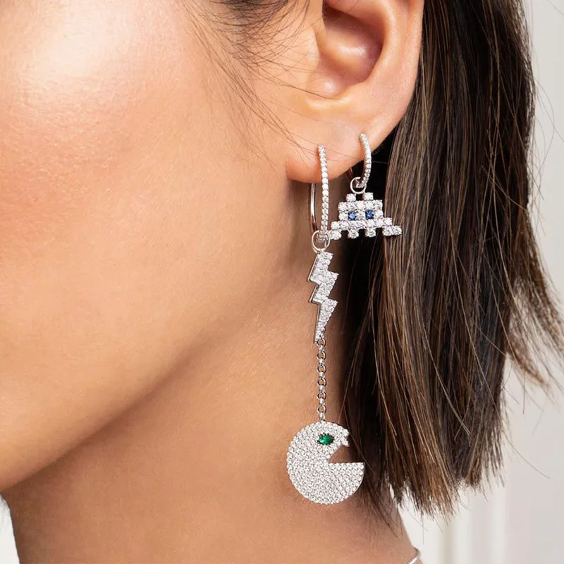 

Fashion Charm Sterling Silver Original 1:1 Replica,Asymmetric Silver 'Space Shooter' Earrings Luxury Jewelry Gift For Female