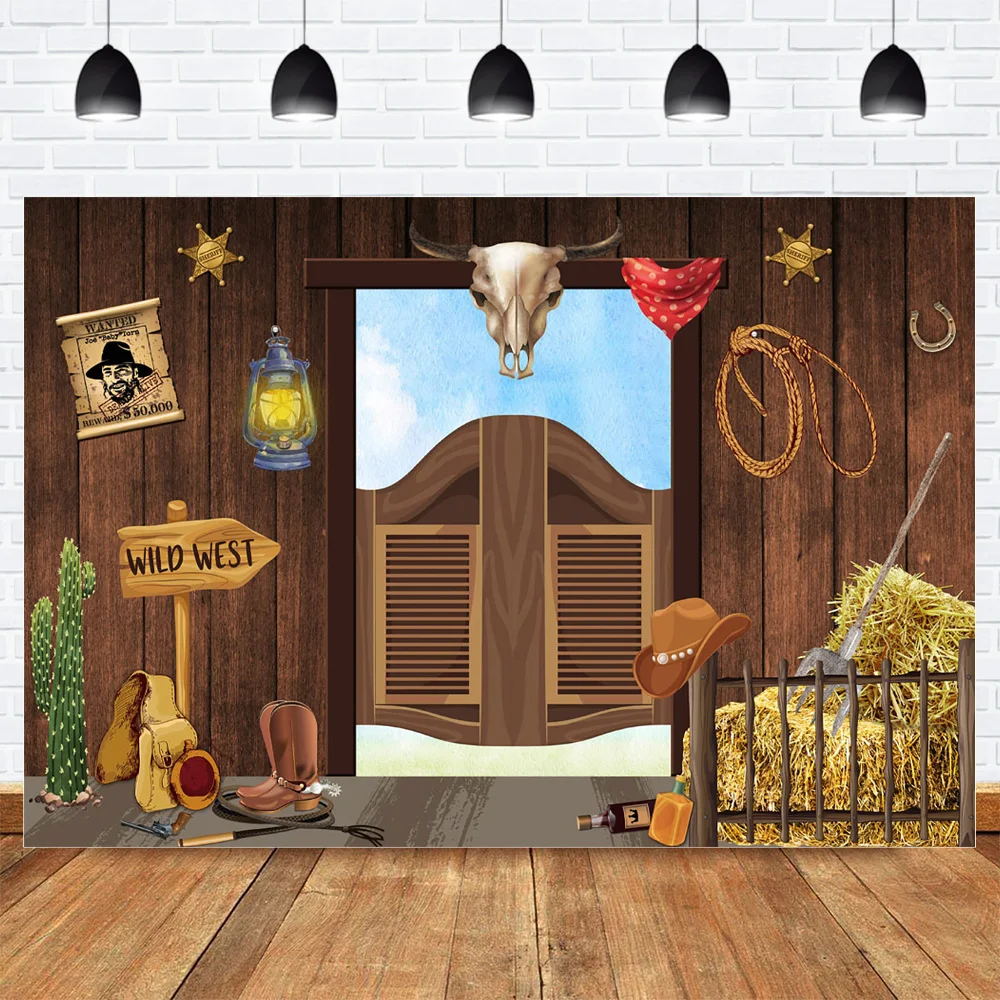 

Wild West Party Backdrop Western Cowboy Birthday Background Cowboys Sheriff Birthday Party Banner Backdrops Decoration Photocall