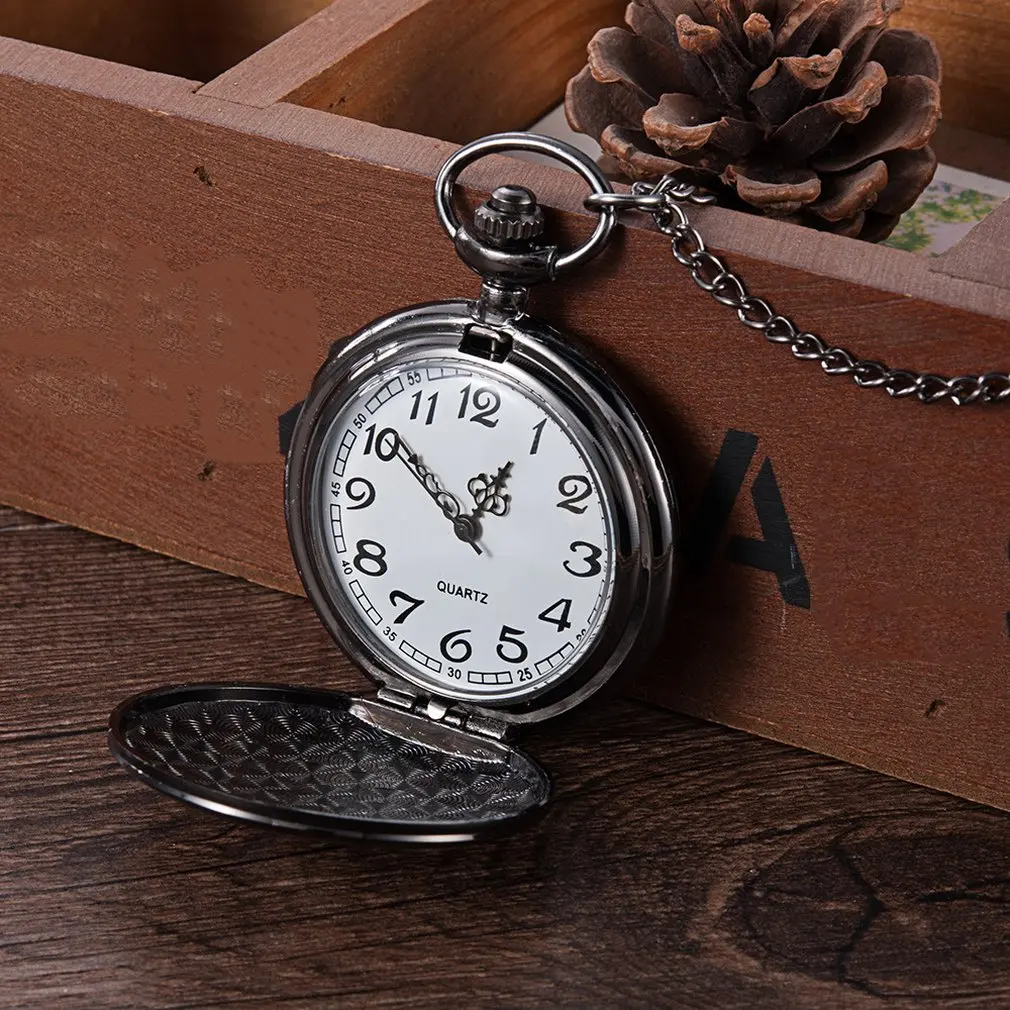 Простые ретро черные глянцевые карманные часы антикварные мужские Висячие