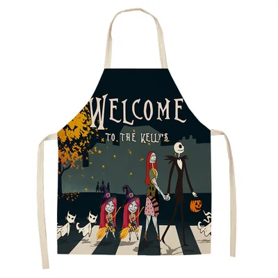 

Free Shipping Halloween Cotton linen Cotton Linen Kitchen Aprons Adult Bibs Home Cleaning Accessories
