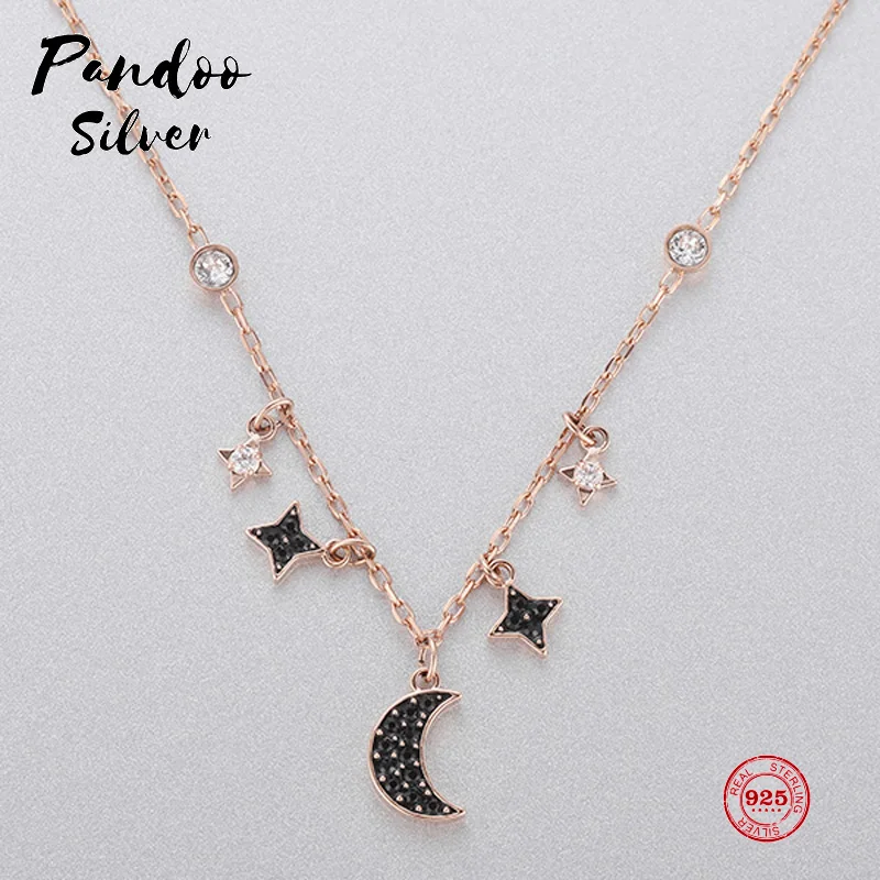 Fashion Charm Sterling Silver Original 1:1 Copy Mysterious Moon Stars Wild Clavicle Chain Necklace Female Luxury Jewelry Gifts | Украшения